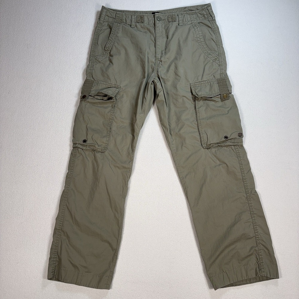 Gap Cargo Pants Men's 32x28* Light Khaki Green Straight 100% Cotton *READ*